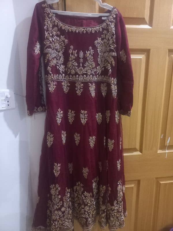 Barat red wine lehnga and frock 5