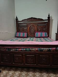 Wooden Bed and Dressing Table with Side Tables