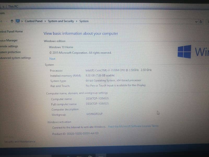 i3 3rd generation Laptop 8gb 320gb condition 10/10 2