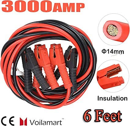 Voilamart Auto 1 Gauge Heavy Duty Jumper Cables Each 6 / 9-foot long, 0