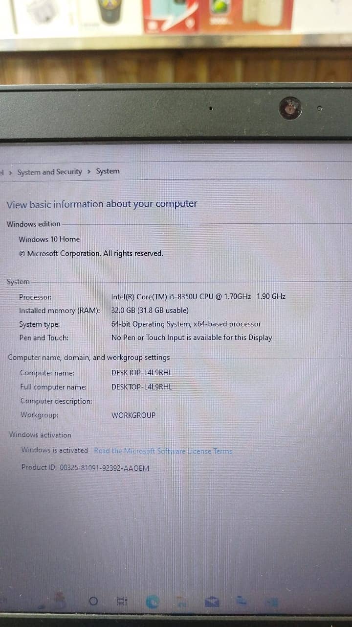 laptop core I5 8th generation 5