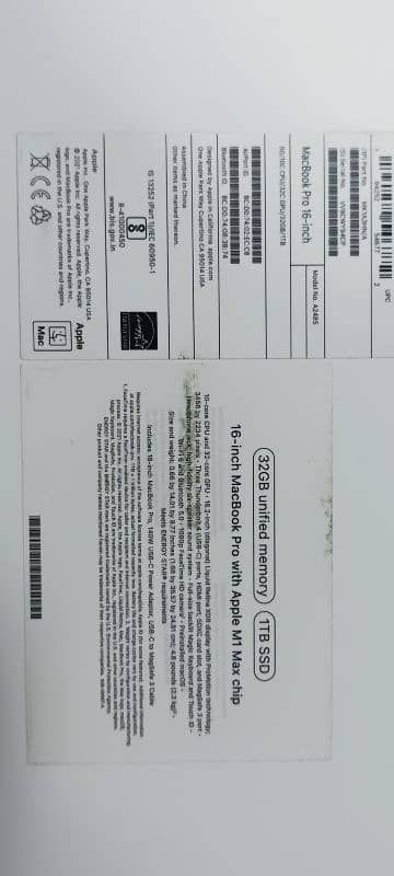 Macbook M1 Pro Max 16" 2021 32/1TB Sealed pack 6