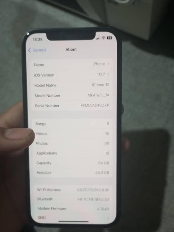 Iphone 12 With boxx 98% Battery Health original 6