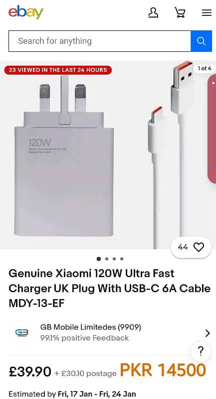 MI Charger 120w Ultra Fast  100% Genuine UK 3pin with cable 5