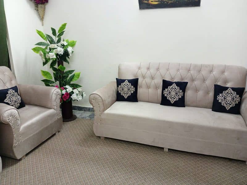 Sofa Set 5 Seater New Velvet With 5 Cushion l Contact 0331-5507990 0