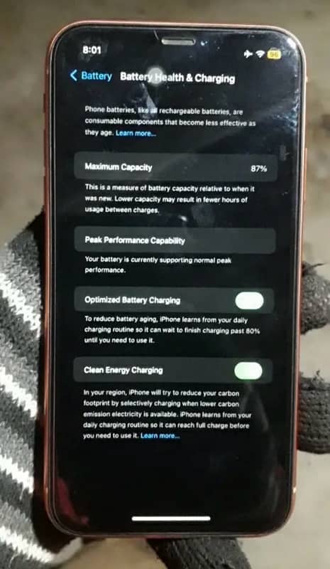 iPhone XR Battery Health 87% 10/10 Condition 3