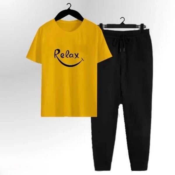 Yellow T-Shirt & Black Trouser Summer Tracksuit 0