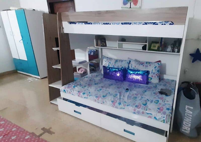 Kids bunk bed with Study table 0