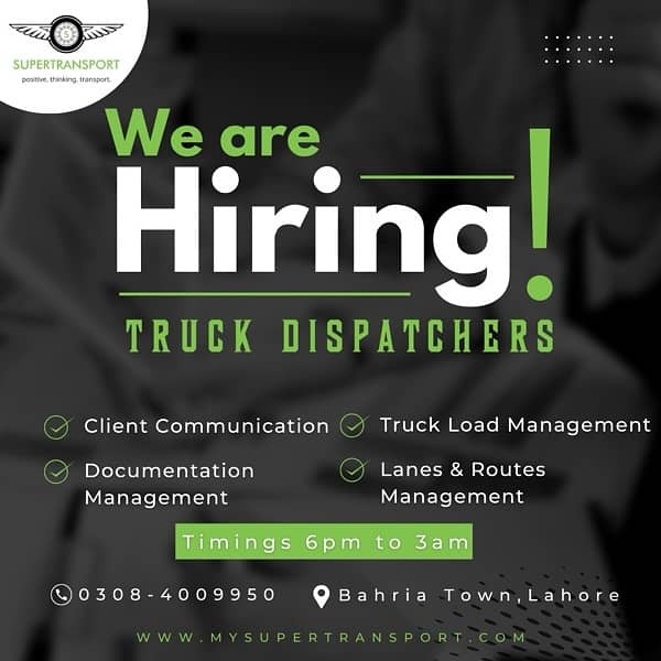 Customer Support Agent Required (Truck Dispatcher) 0