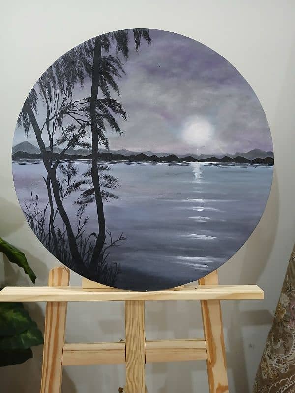 beautiful landscape on round canvas/customized artwork 0