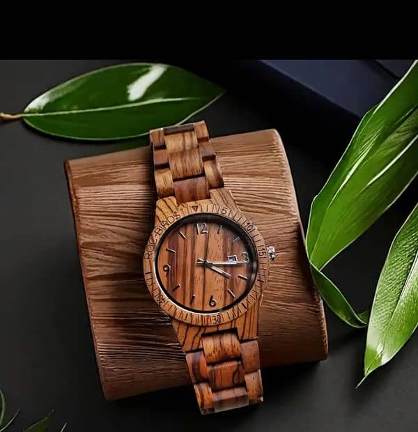 Pure Natural Zebra Wood Mens Watch | Quartz Watch With Calendar |watch 1