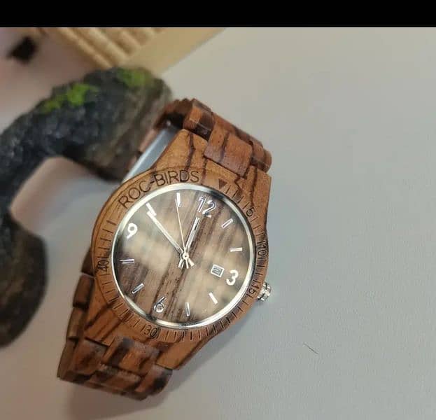 Pure Natural Zebra Wood Mens Watch | Quartz Watch With Calendar |watch 4