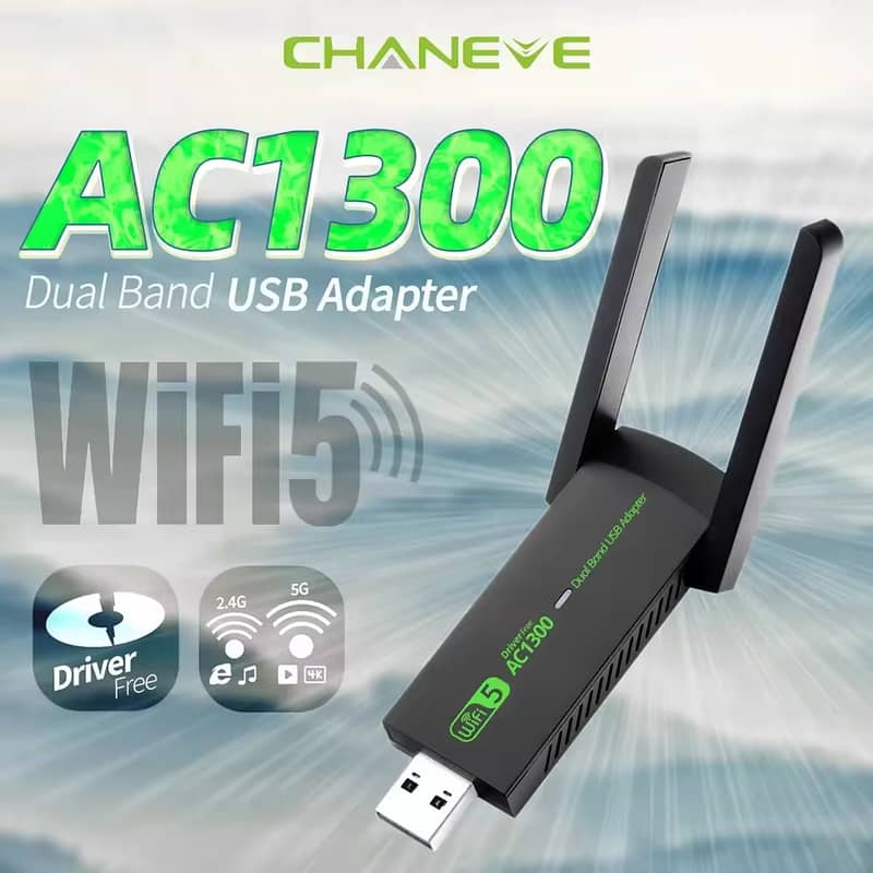 WiFi Dongle1300mpbs Wifi Adapter 3.0 USB WiFi Dual Band 2.4GHz/5GHz 2