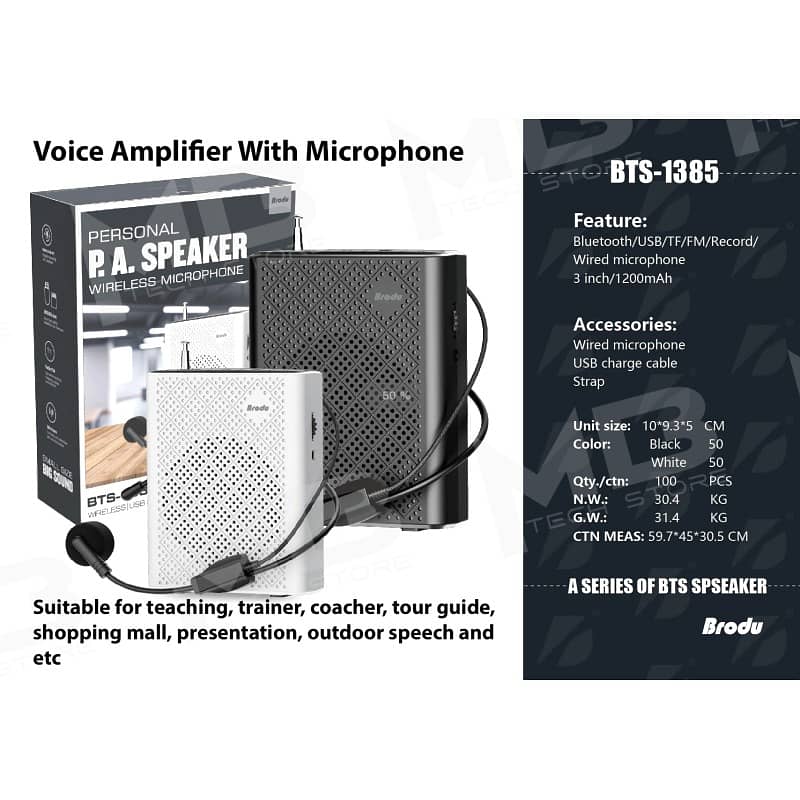 Rechargeable Bluetooth Voice Amplifier for Teachers with Microphone 1