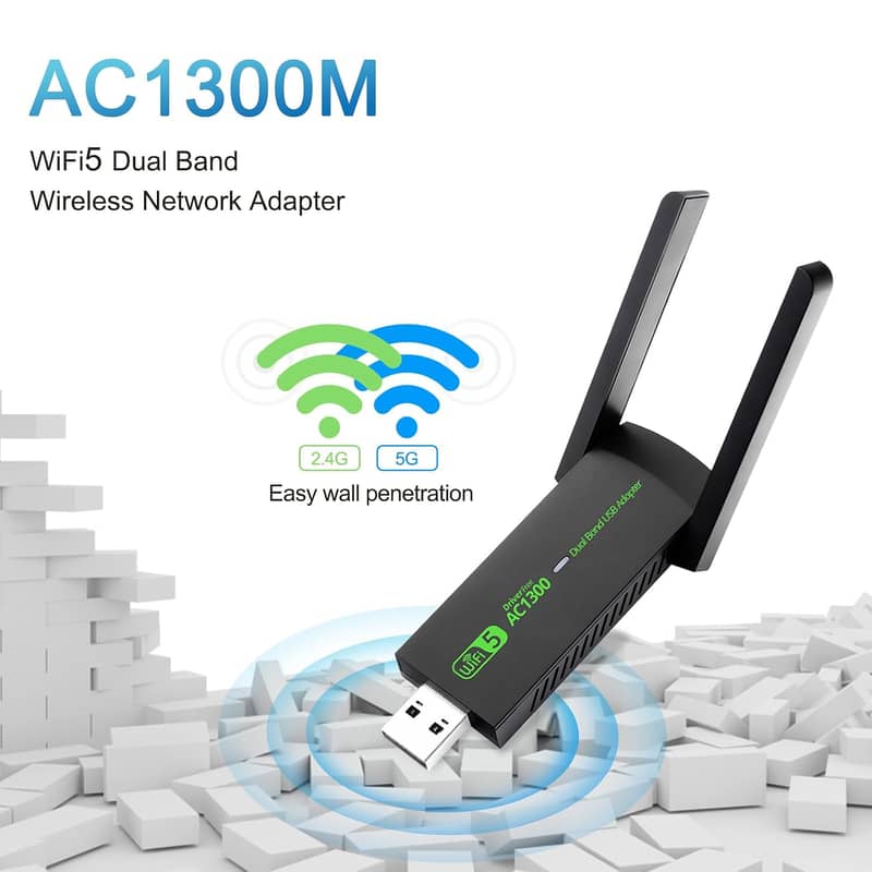 1200Mbps WiFi USB Adapter Dual Band 2.4G+5Ghz Wi-Fi Dongle 4 Antenna 18