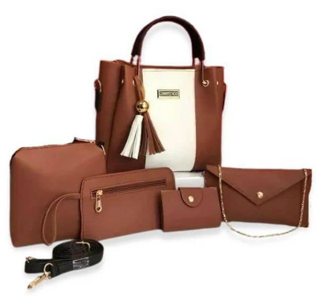 5pc Leather Hand Bag Set 0