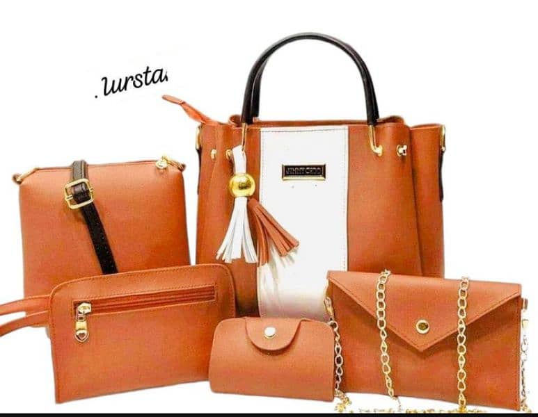 5pc Leather Hand Bag Set 1