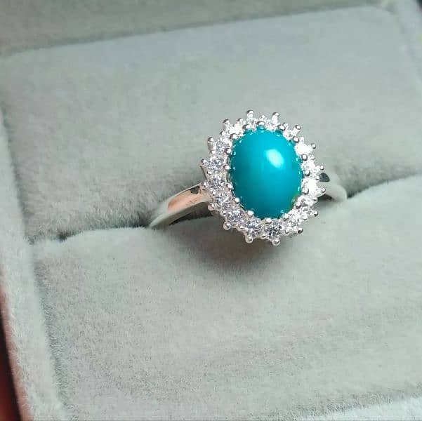 Natural Turquoise Neshapuri Feroza Ring 2