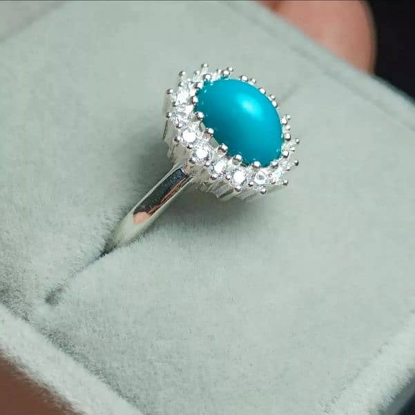 Natural Turquoise Neshapuri Feroza Ring 3