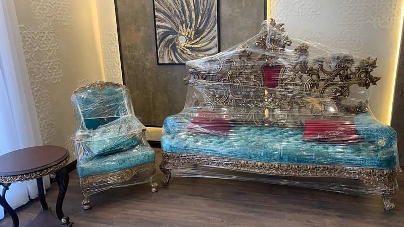 Hand made Royal style sofa set with holden head rest 5