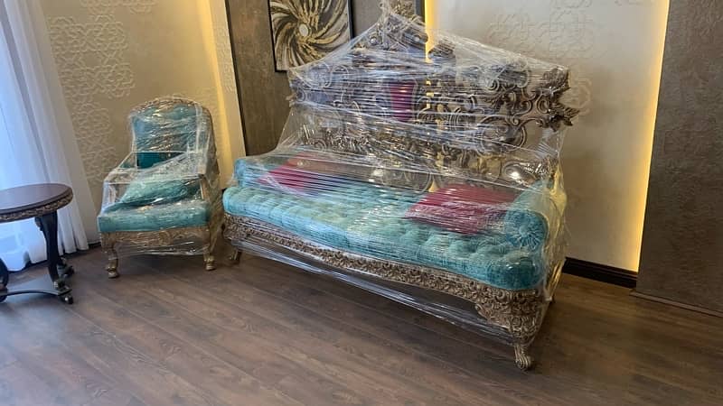 Hand made Royal style sofa set with holden head rest 7