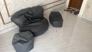 leather bean bags in excellent condition