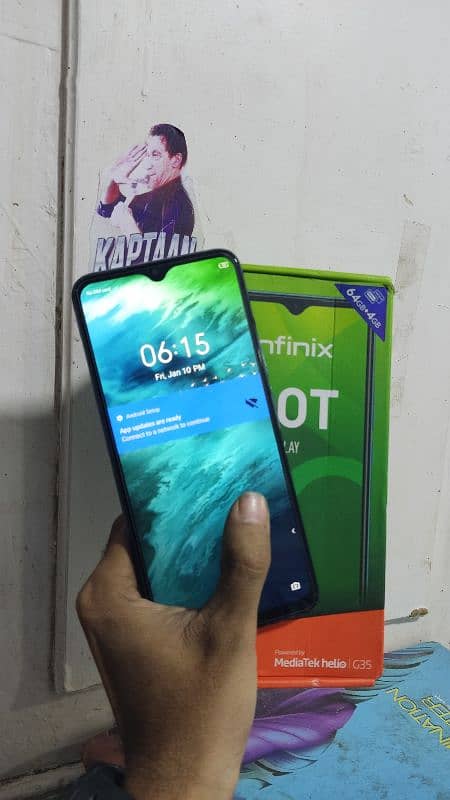 infinix hot 10 play 4/64GB 6000mh battery with box 10/9'5 3