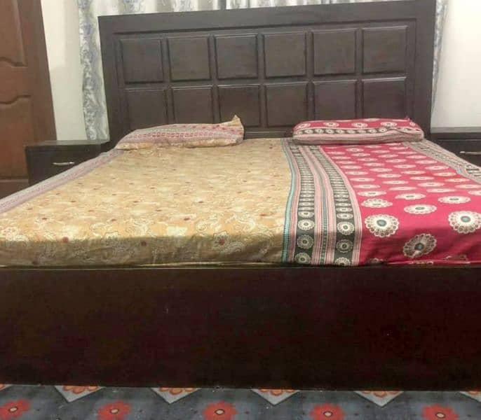 king size double bed with side tables with mattress 0