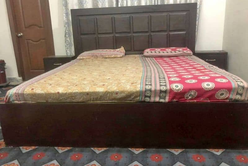 king size double bed with side tables with mattress 1