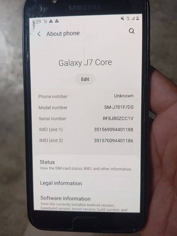 Samsung J7 core black 3/16 4