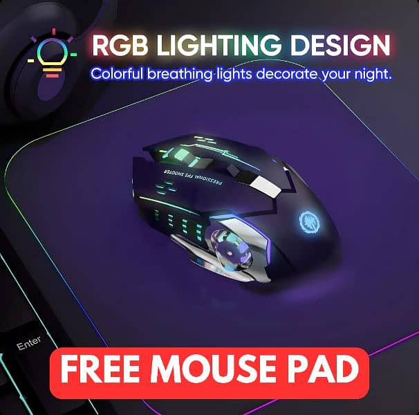 Wireless RGB Gaming Mouse Rechargeable With Ergonomics And 6 Buttons 1