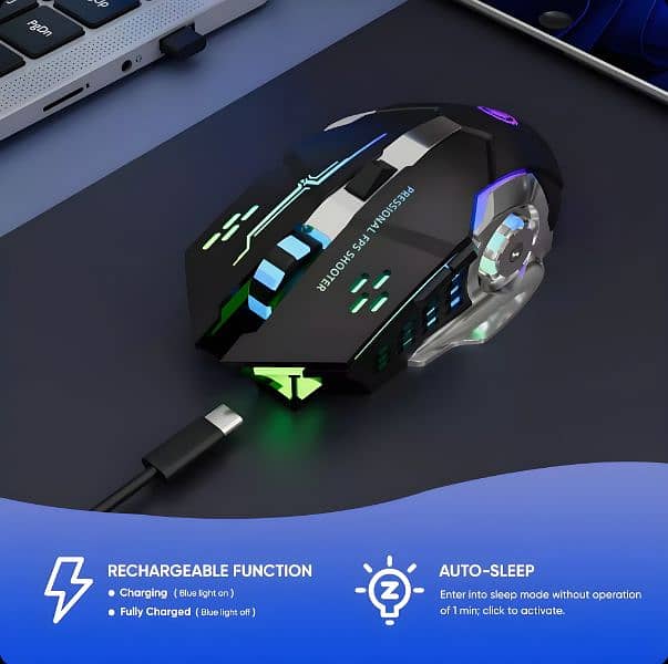 Wireless RGB Gaming Mouse Rechargeable With Ergonomics And 6 Buttons 4