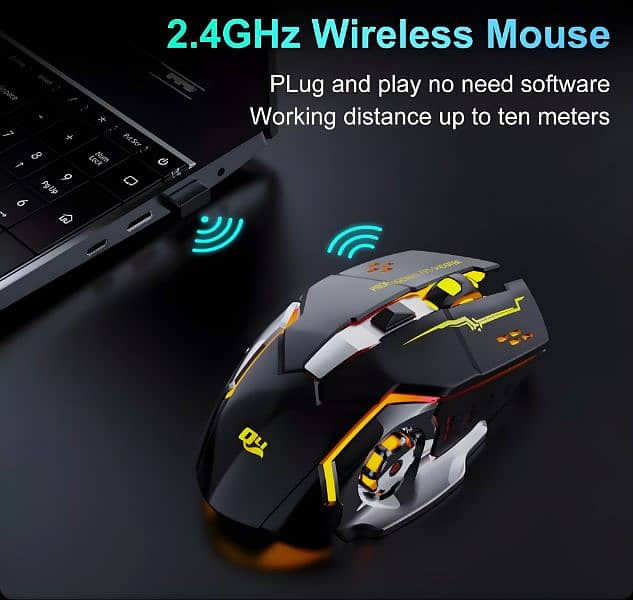 Wireless RGB Gaming Mouse Rechargeable With Ergonomics And 6 Buttons 5