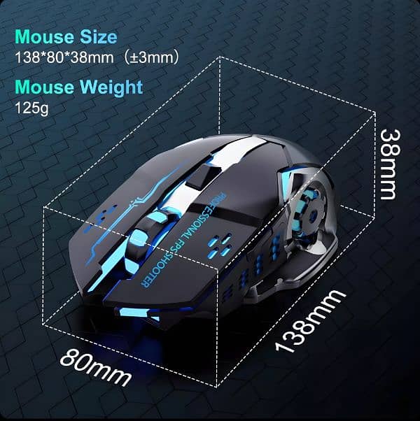 Wireless RGB Gaming Mouse Rechargeable With Ergonomics And 6 Buttons 7