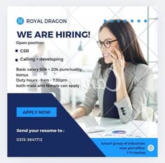 we are hiring CSR