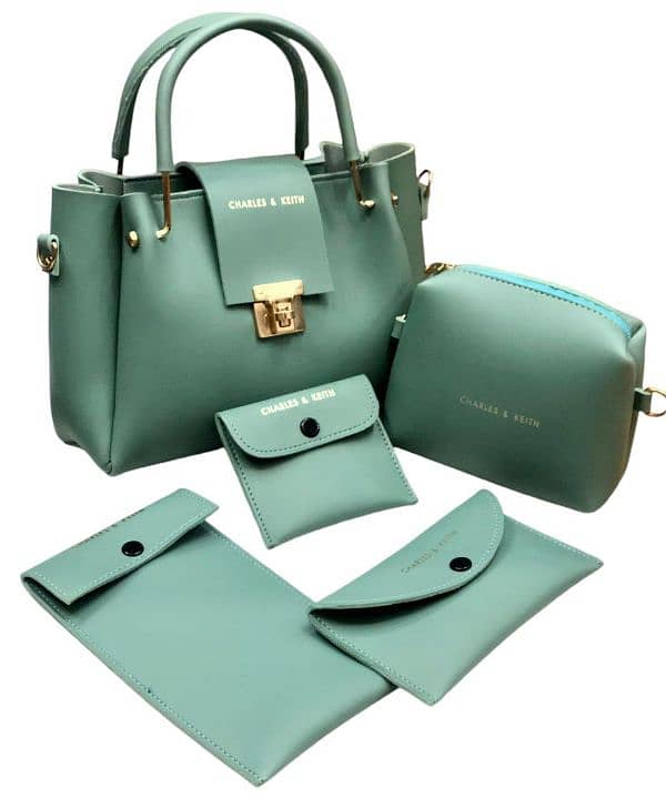 stylish womens faux leather handbag set 5 pcs delivery free 2