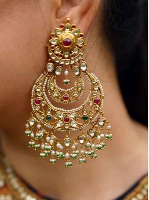 silver Kundan earrings 2