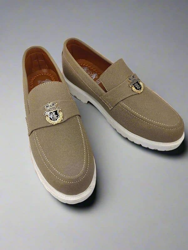 Men's Formal Beige Leather Loafers 1