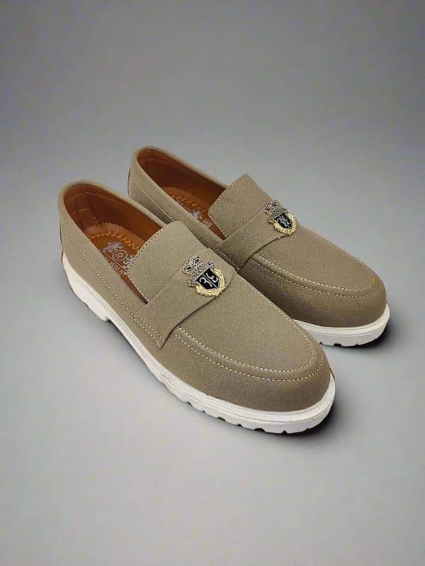 Men's Formal Beige Leather Loafers 2