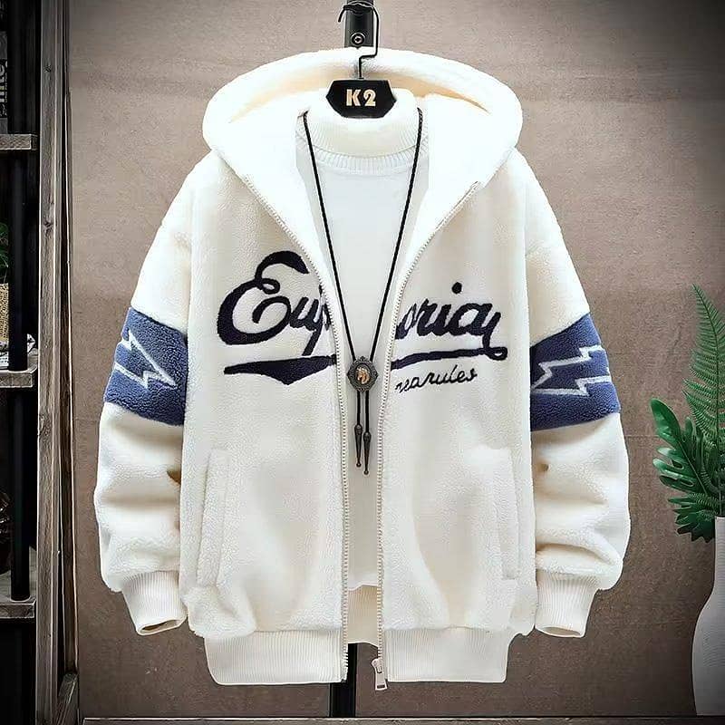 *Product Name*: Men's White Hooded Jacket - 1 Pc Polyester Hoodie *Pr 0