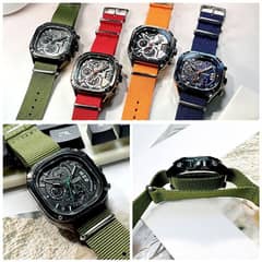 MEGIR Black Quartz Watch Men Waterproof Square Dial Wristwatch