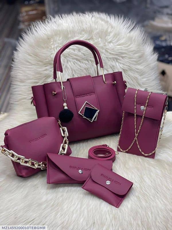 stylish woman leather hand bags 5 pics free delivery 1