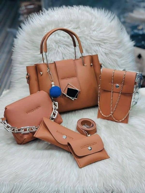 stylish woman leather hand bags 5 pics free delivery 3