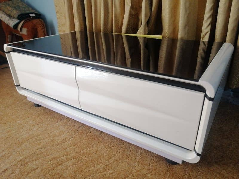 white Deco painted with black glass top. 3