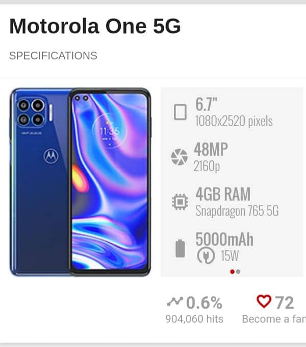 Moto One 5G pta approved 2