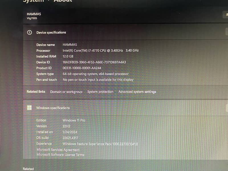 Intel Core i7 4770 (4th Gen) + Rx 580 8GB 1