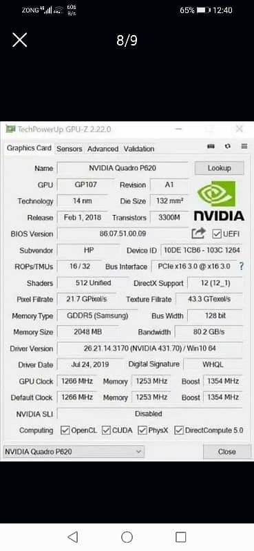 i am selling Quadro p620 2gb DDR5 6