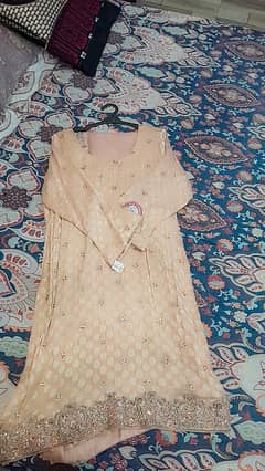 3 peace nakshe suit [peach color ] 1cotton net dobata jamawar suit