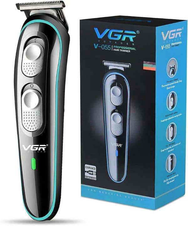 VGR V-055 Professional Cordless Rechargeable Beard Trimmer 0