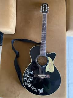 New semi acoustic guitar astara brand with cover, capo and pin.